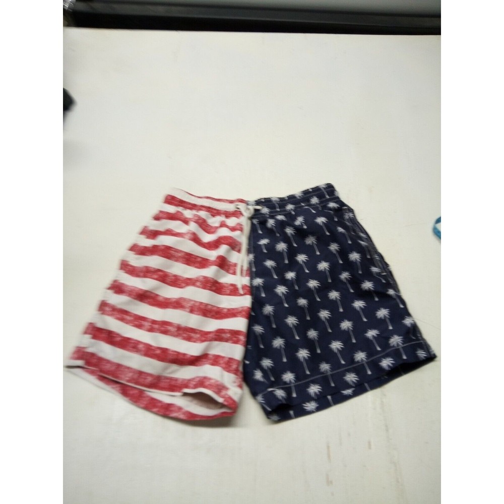 Mens Red White Blue Palm Trees Trunks Brand Swimming Trunks Shorts Small